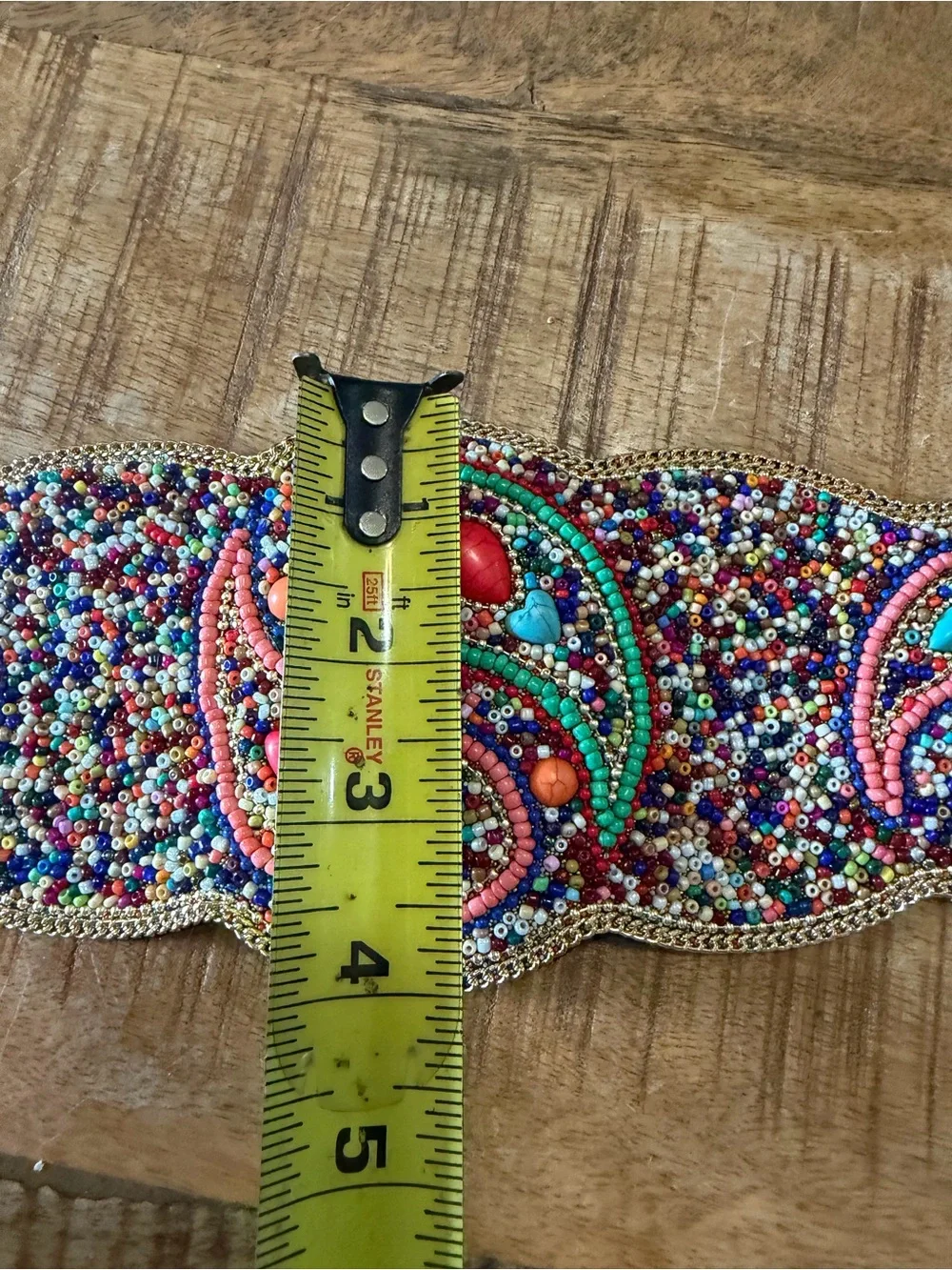 Women Bohemian Wide Belt Beaded Chain Waistband Girdle Stretch Decor Ethnic